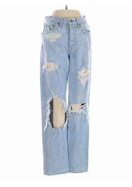 GRLFRND Karolina High-Rise Straight Leg Destructed Skinny Jeans in Light Wash